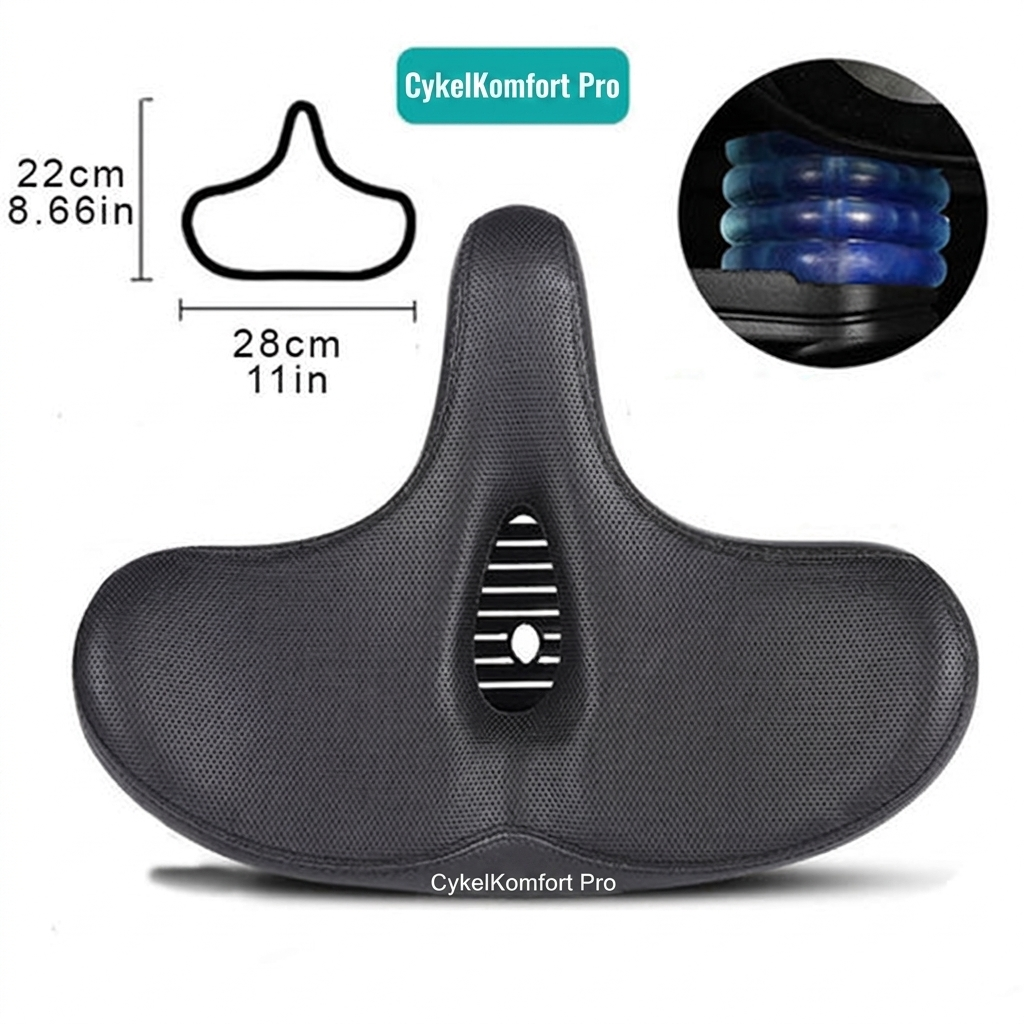 CykelKomfort™ Ekstra bred ergonomisk cykelsadel med dobbelt affjedring