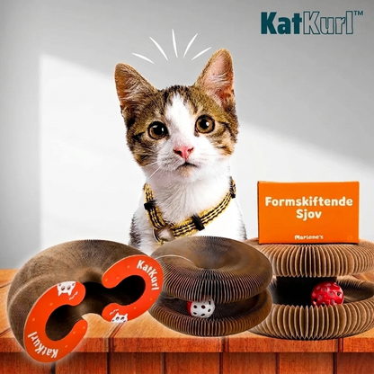 KatKurl™ 3-i-1 kattelegetøj med boldspor, kradsemåtte og hvileplads