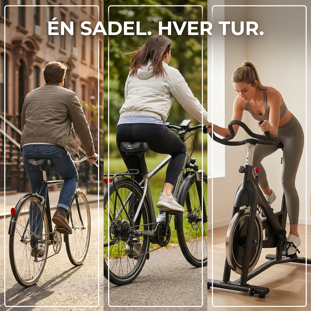 CykelKomfort™ Ekstra bred ergonomisk cykelsadel med dobbelt affjedring