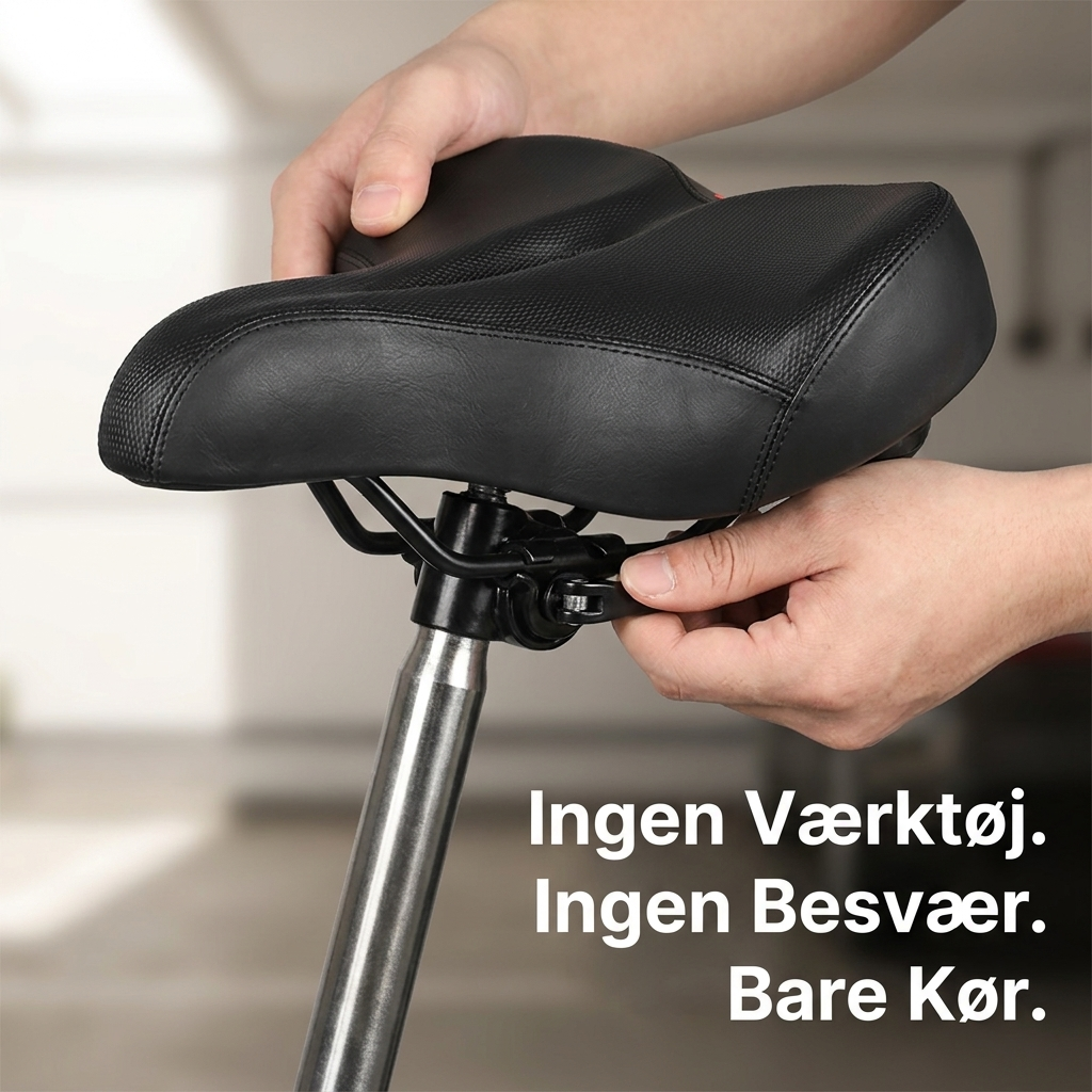CykelKomfort™ Ekstra bred ergonomisk cykelsadel med dobbelt affjedring