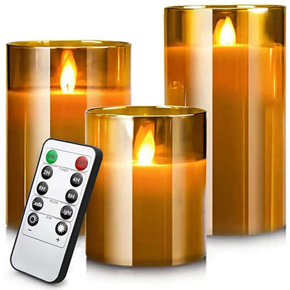 HyggeStearinlys™ | 3-pak LED-stearinlys med realistisk flammeeffekt med fjernbetjening og dæmper