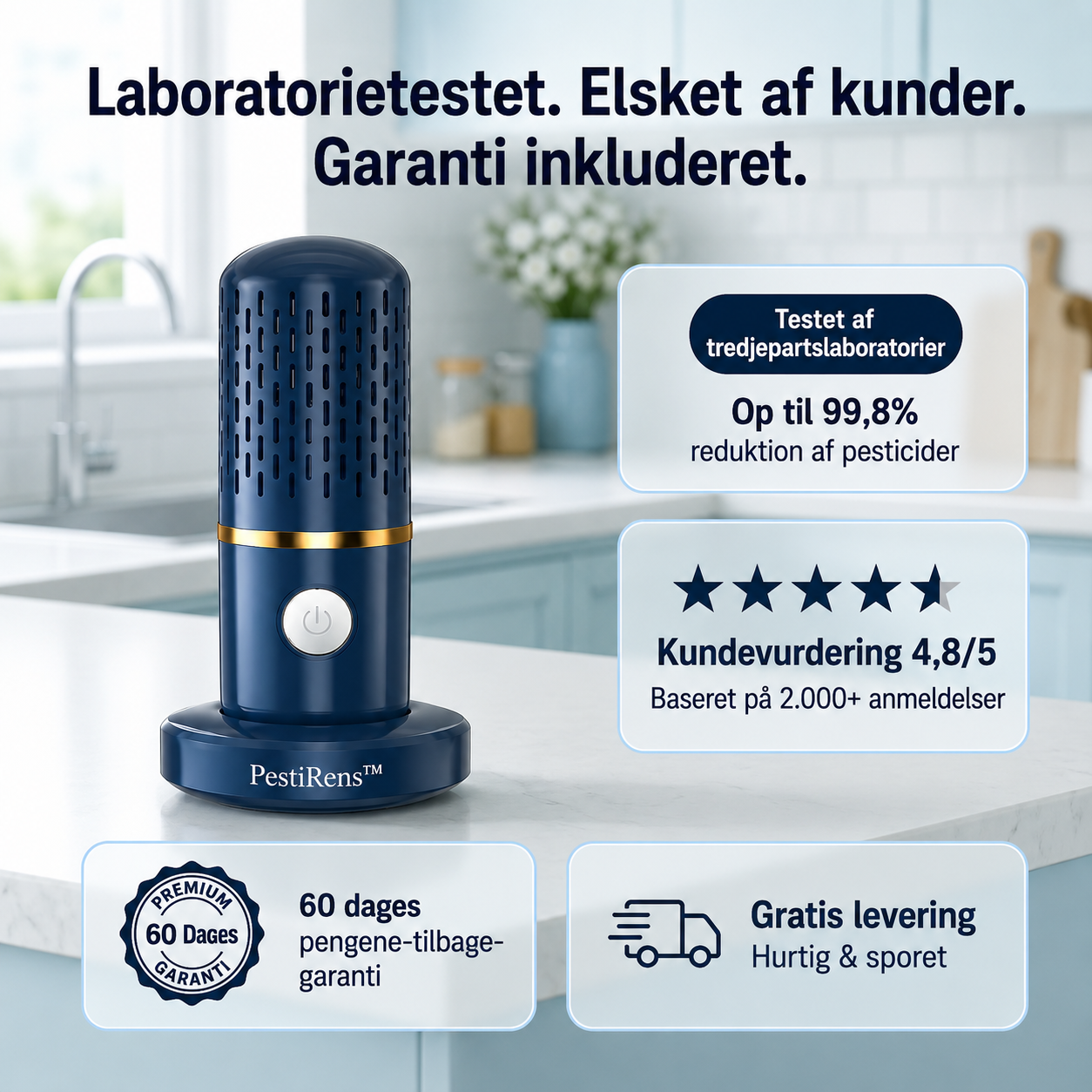 PestiRens™ Reducerer pesticider, snavs og bakterier fra frugt og grøntsager