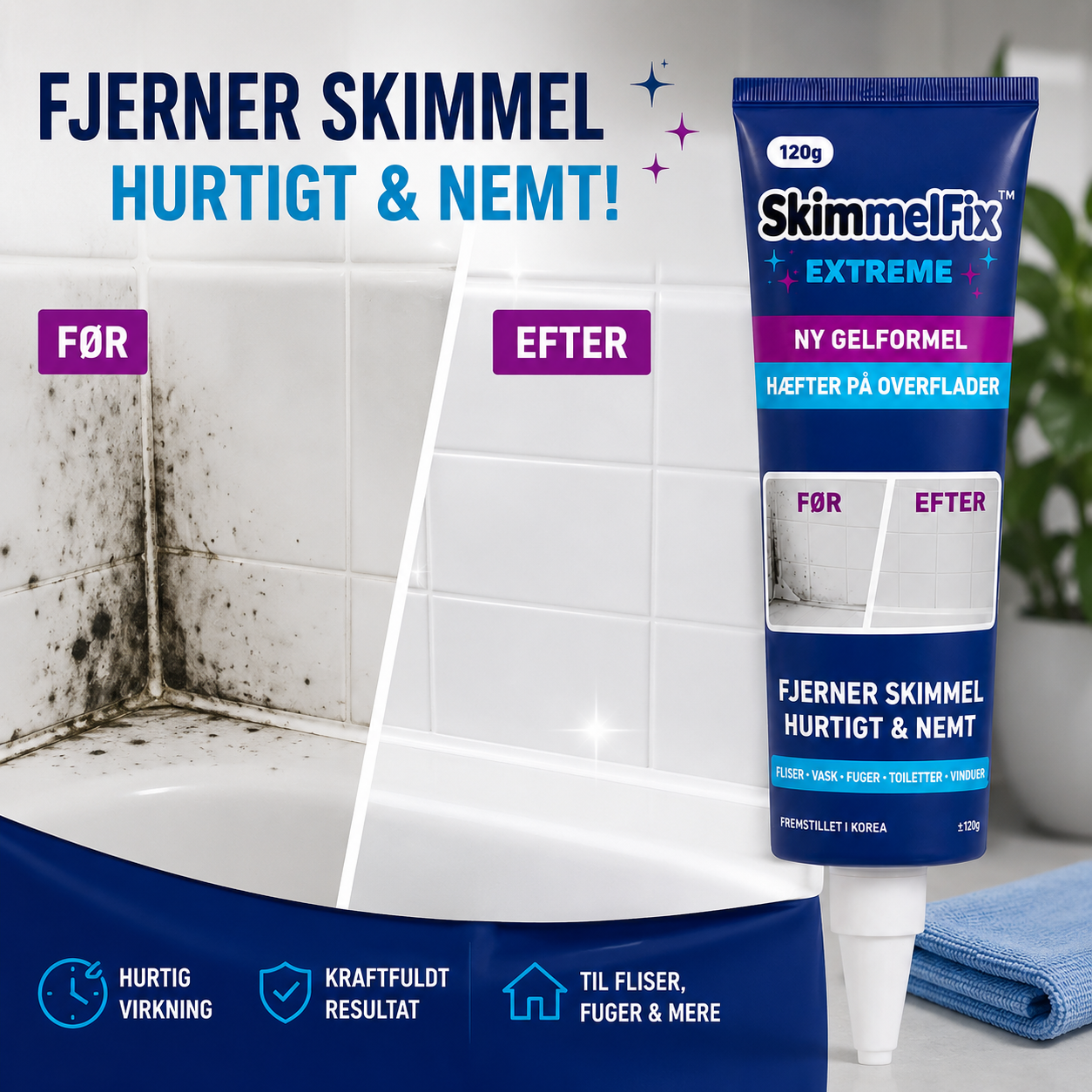 SkimmelFix™ Fjerner sort skimmel i fuger, pakninger og fliser